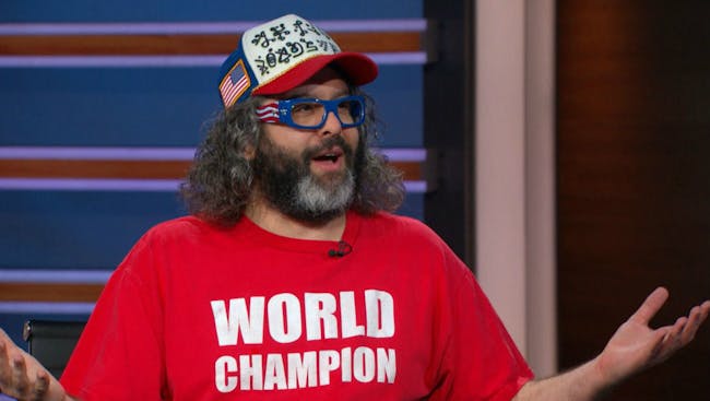 Judah Friedlander appearing on 'The Daily Show with Trevor Noah'.