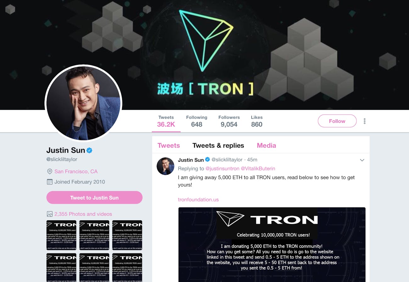 The Twitter page in question.