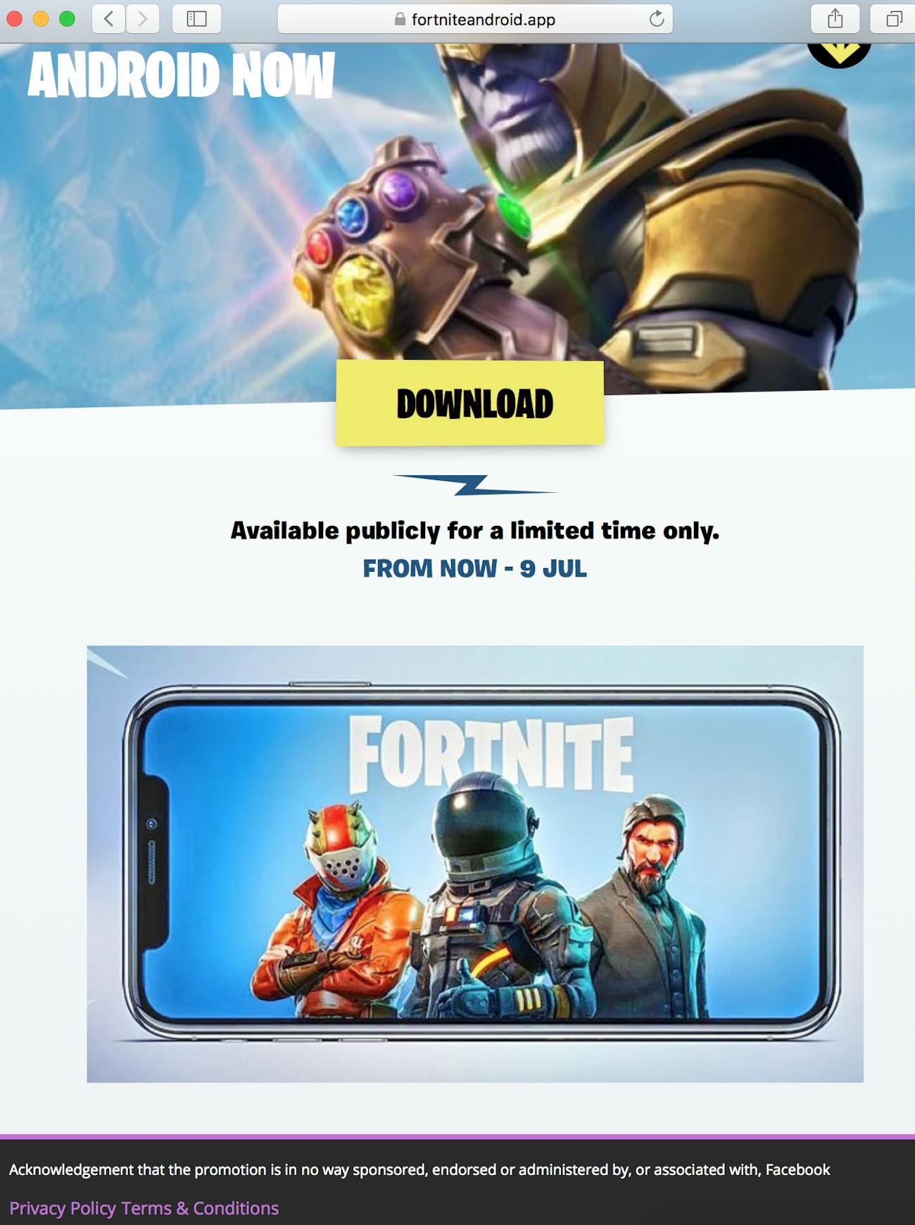 fake fortnite android site - fortnite android app release date