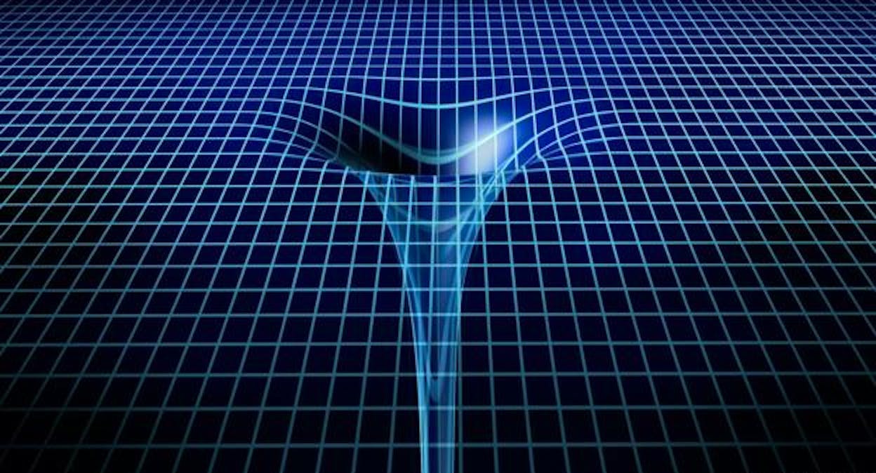 A black hole's gotta go somewhere, right? The fabric of spacetime