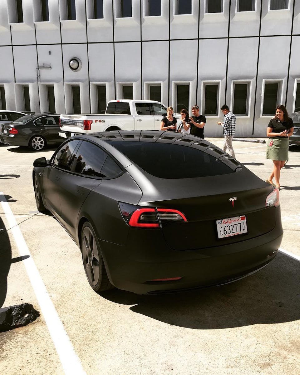 Feast Your Eyes On A Murdered Out Tesla Model 3 Prowling