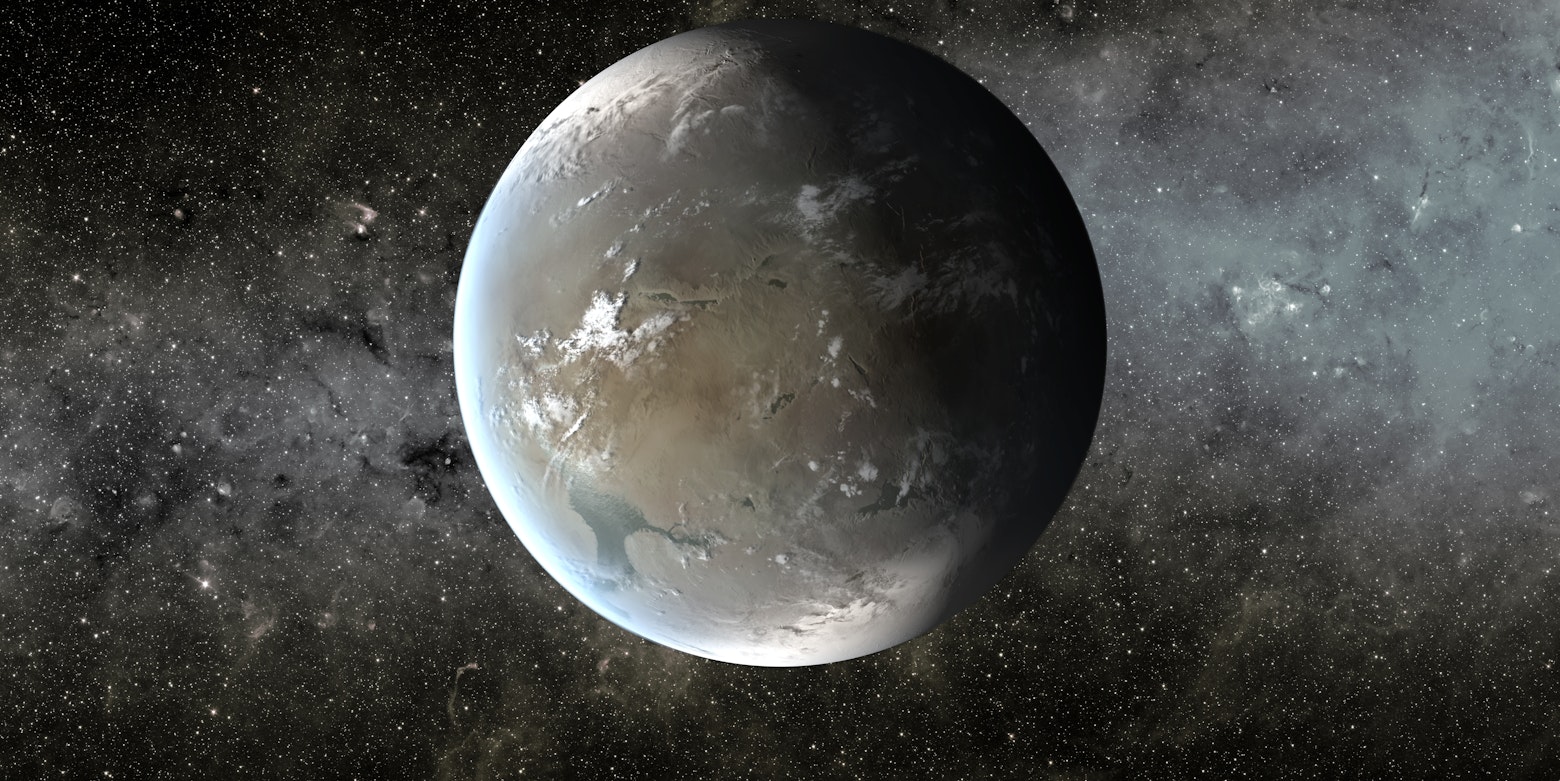 Artist rendition of Kepler-186f, a Super Earth orbiting another star.