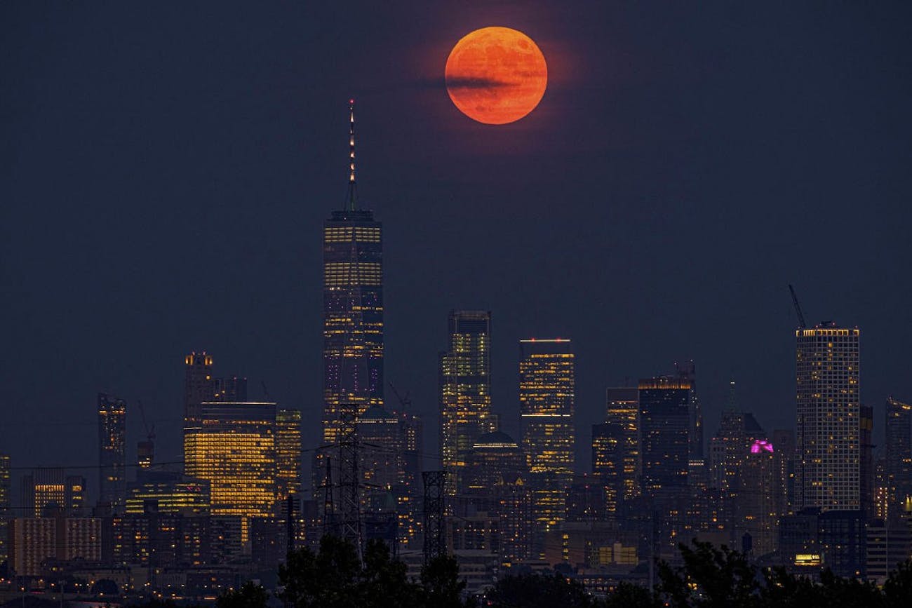 The full moon over downtown Manhattan last night CREDIT: AP-PTI