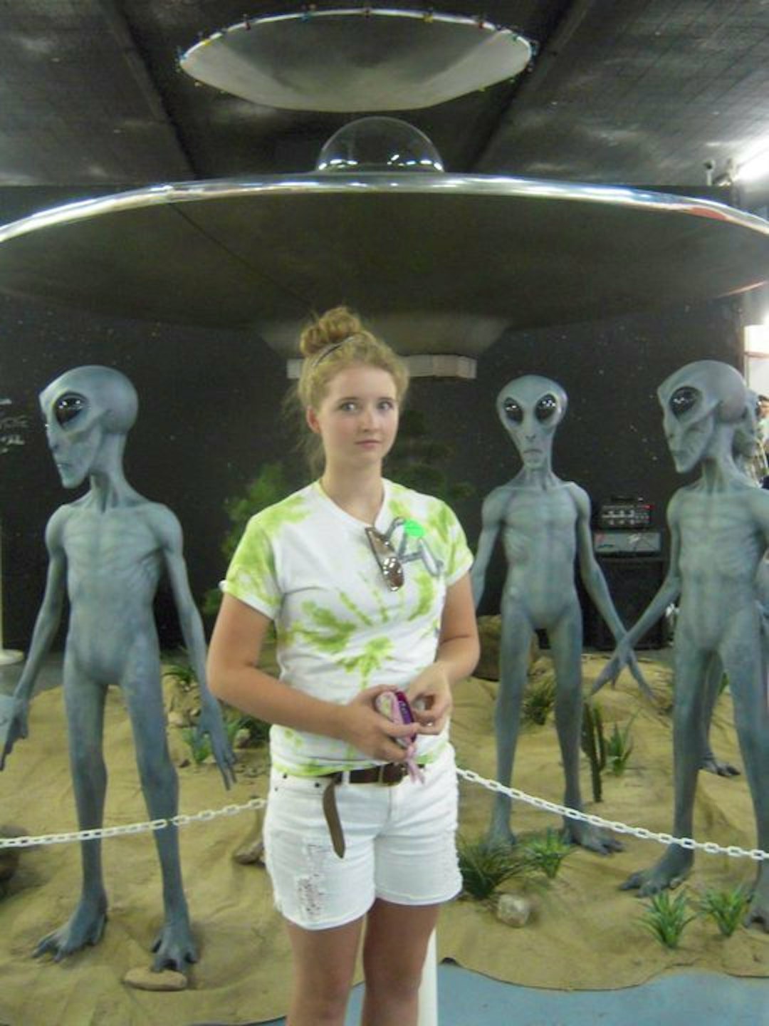 This is my sister, Pauline, at the Roswell UFO Museum in 2012.