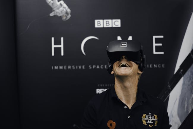 Tim Peake tries the BBC's new spacewalk VR film.