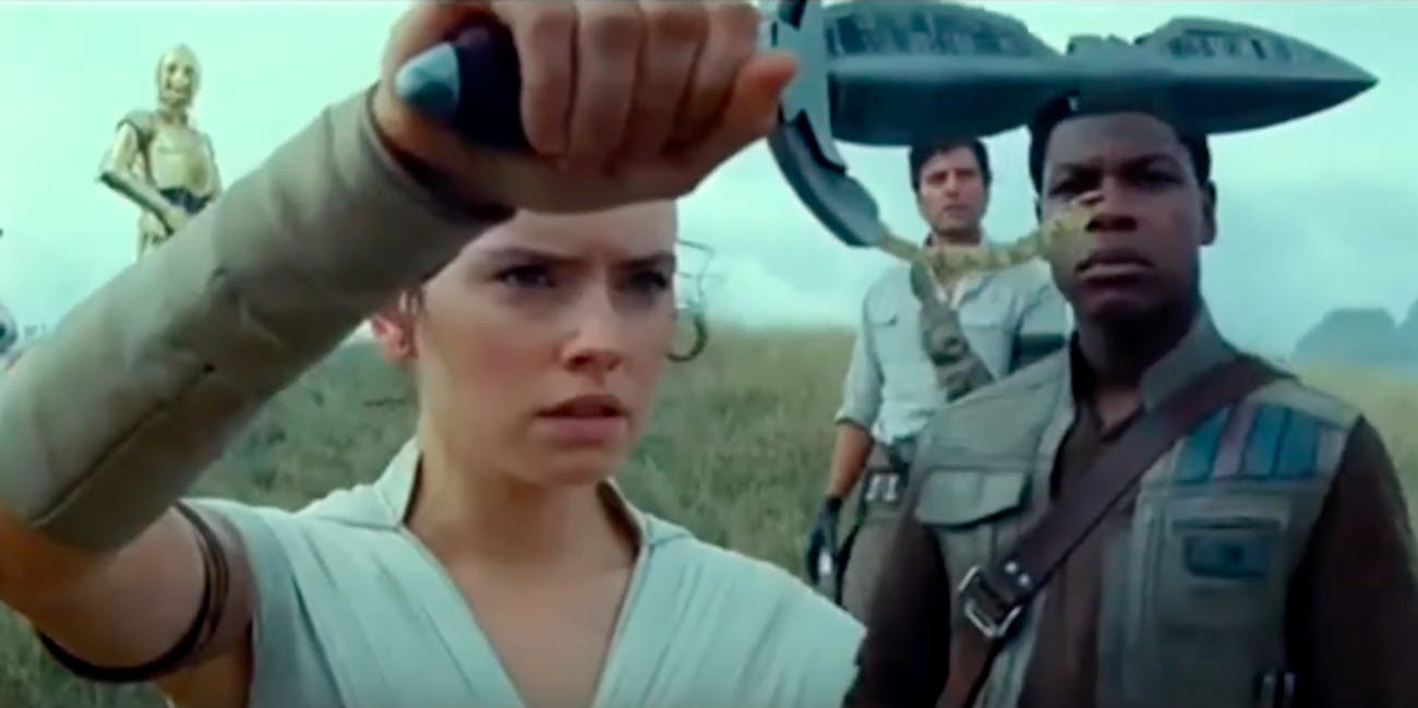 a screenshot from the latest star wars the rise of skywalker trailer