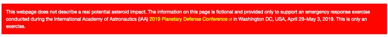 NASA warning PDC