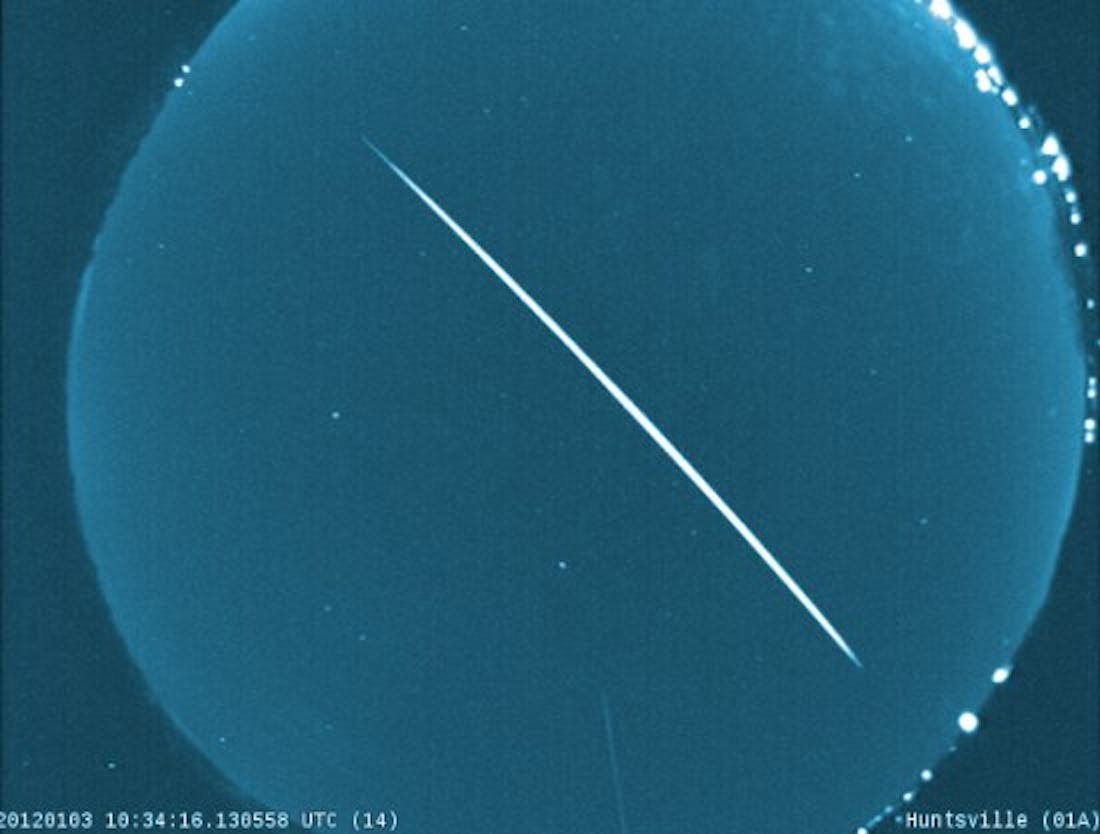 Quadrantid meteor recorded by a camera at the Marshall Space Flight Center. 
