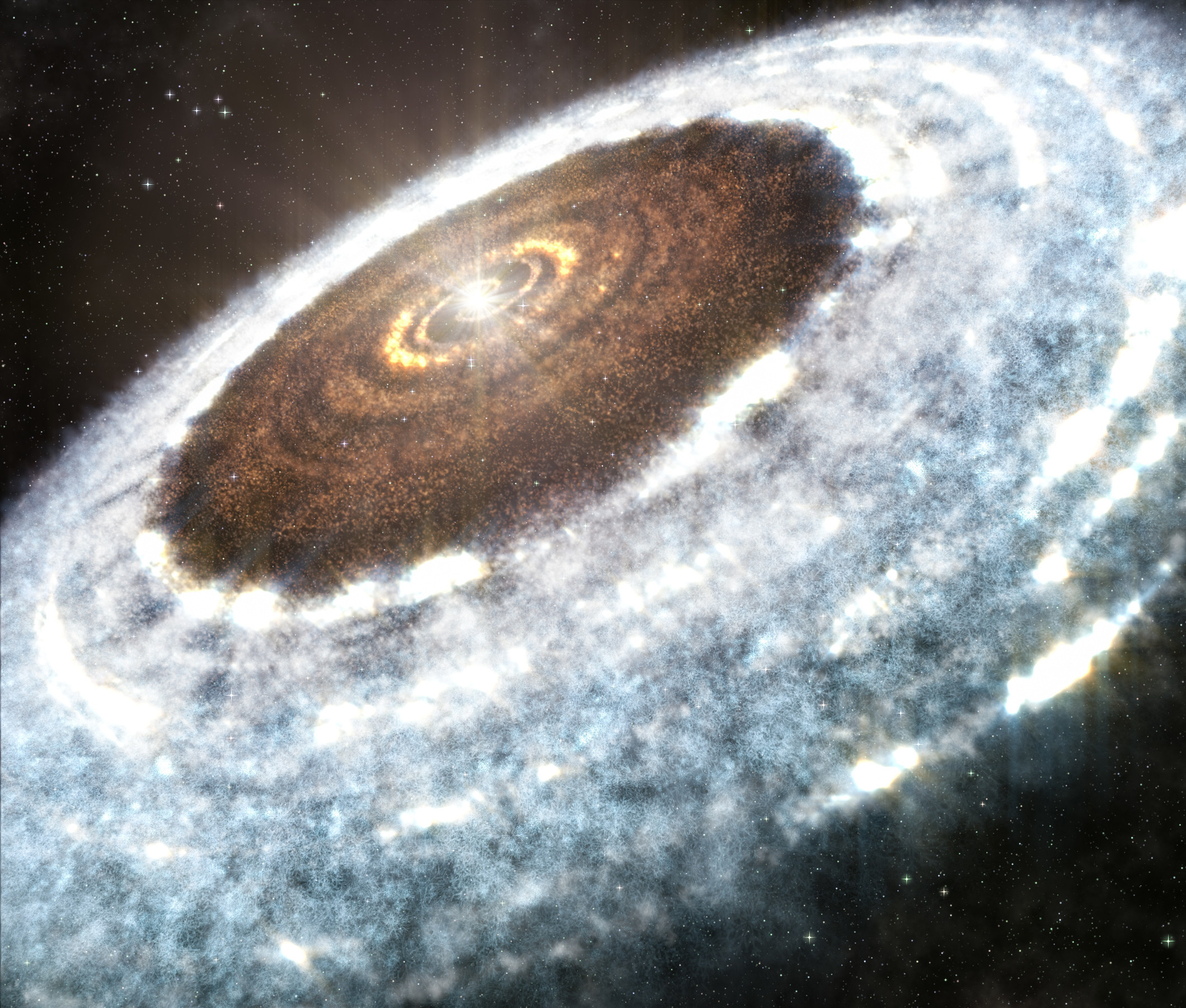 Astronomers catch first glimpse of water snowline around young star
