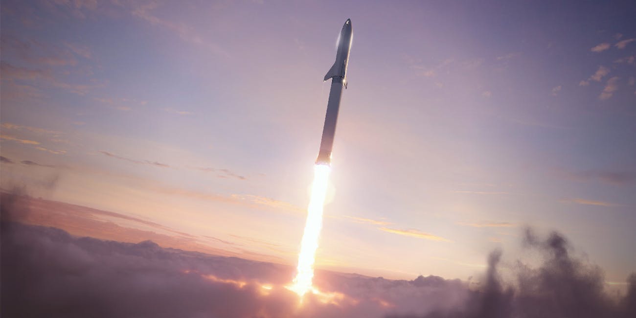 The Starship taking off.