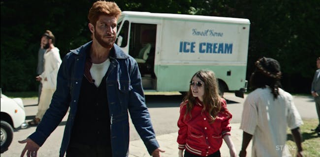Pablo Schreiber and Emily Browning in 'American Gods'