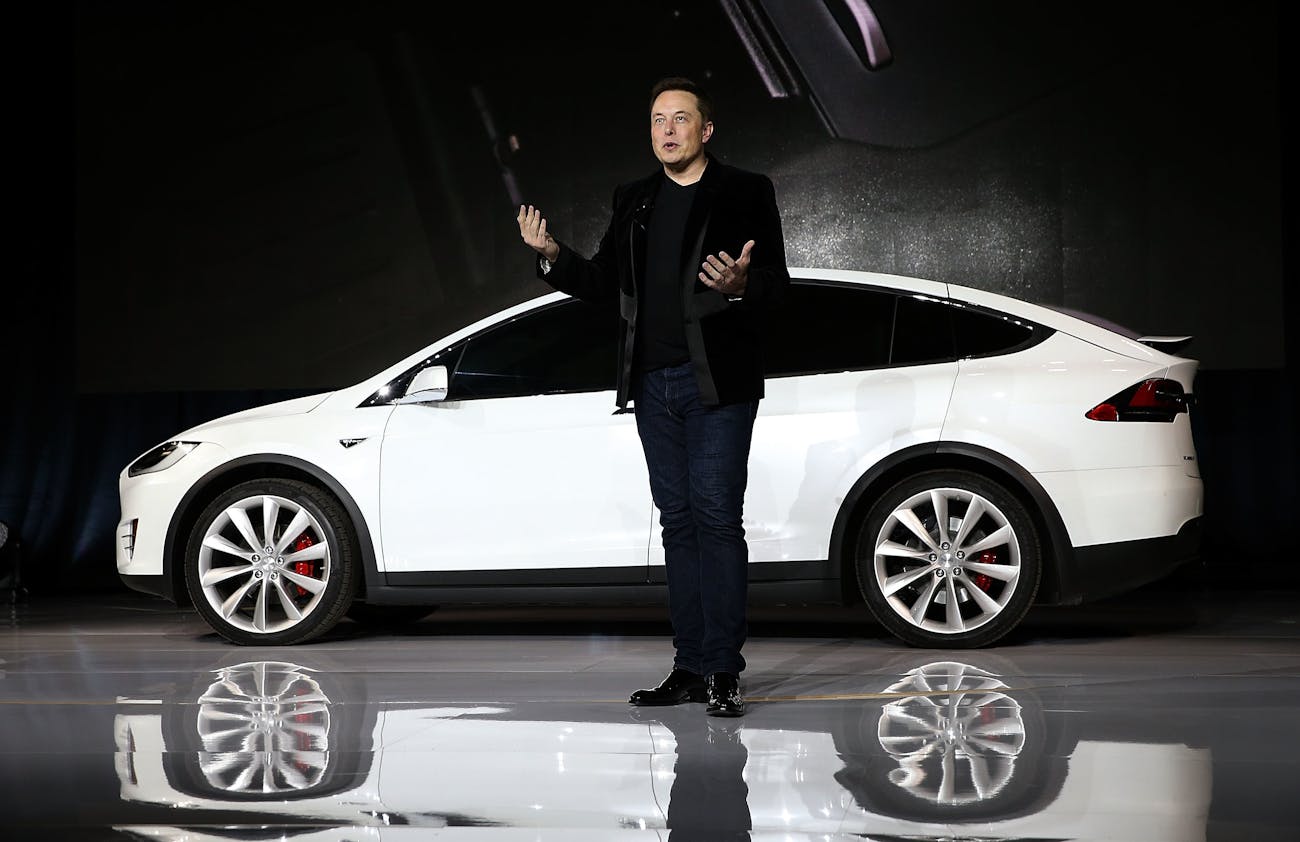Elon Musk introducing the Model X in September 2015. The car now accounts for almost half of the company's deliveries.