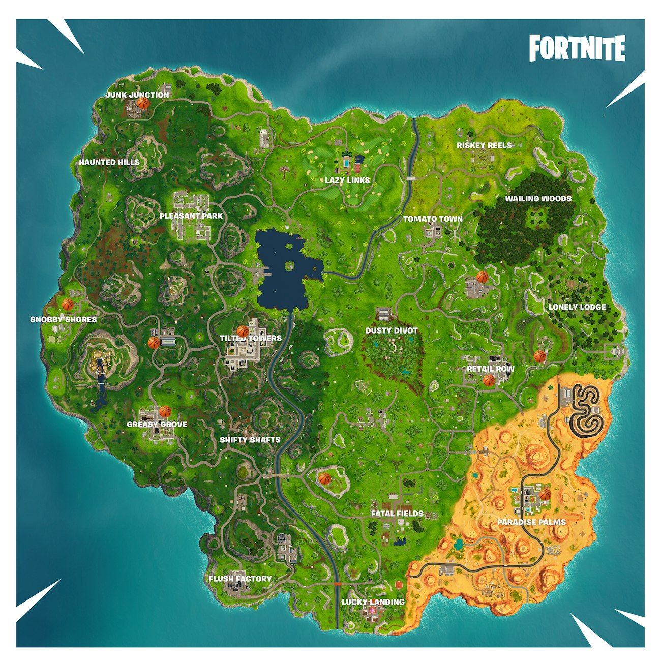 Basketball Hoops Fortnite All The Locations In One Map For Week 2 - here are nine of the known basketball hoops currently in fortnite battle royale