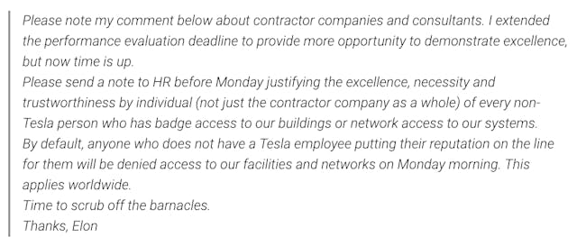 elon musk email leak tesla contractors