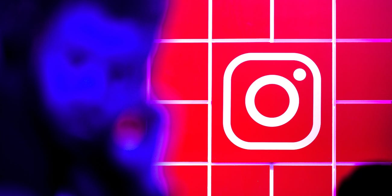 Instagram logo at Gamescom in Germany.