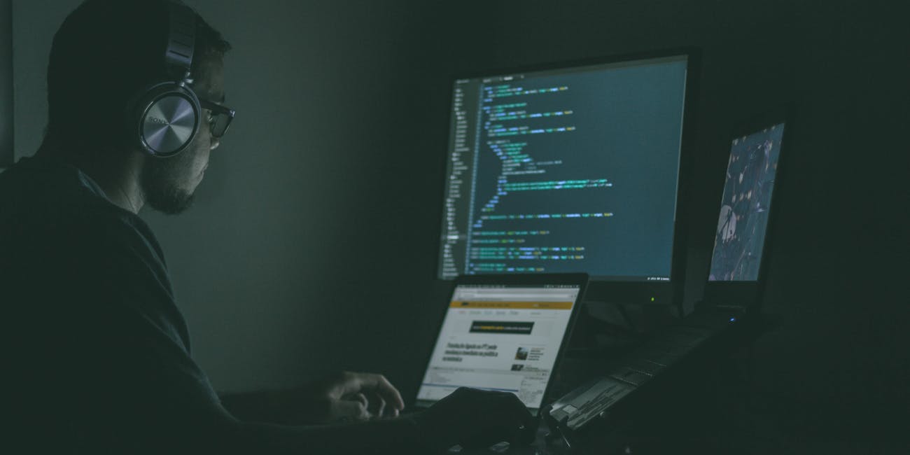man working on computer