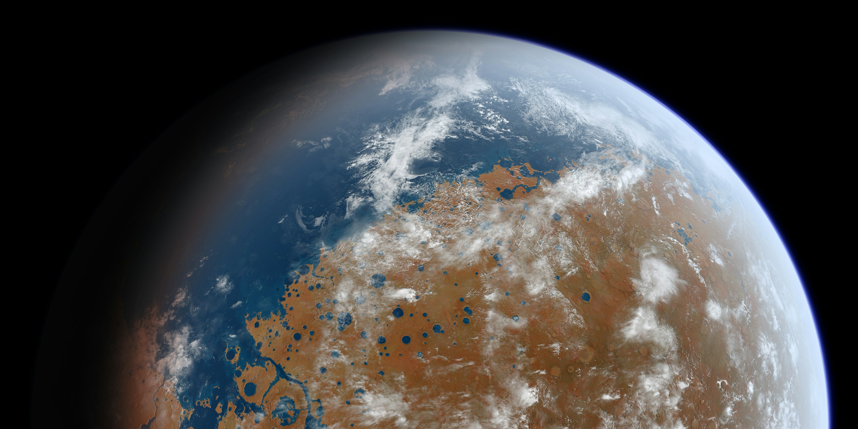 What an ancient Mars teeming with water may have looked like.