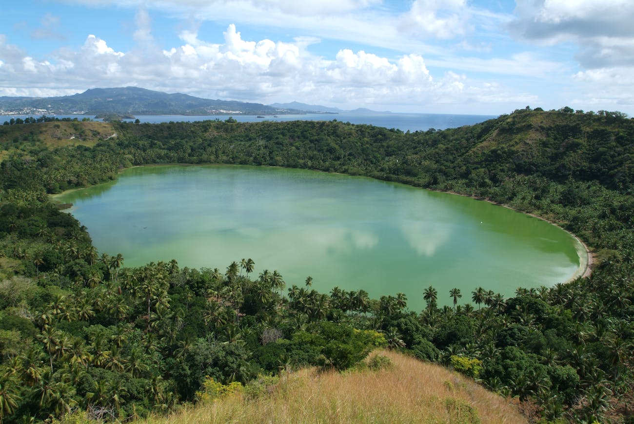 The volcano lake of Dziani on Mayotte island