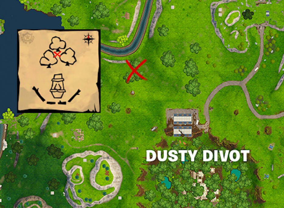 fortnite week 7 dusty divot treasure map look - where the stone heads are looking fortnite