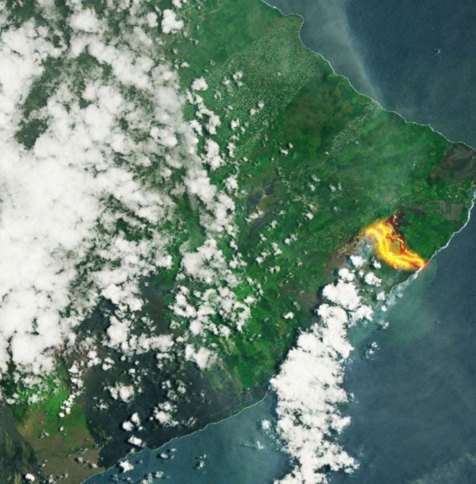 Satellite image of lava from Kilauea Volcano