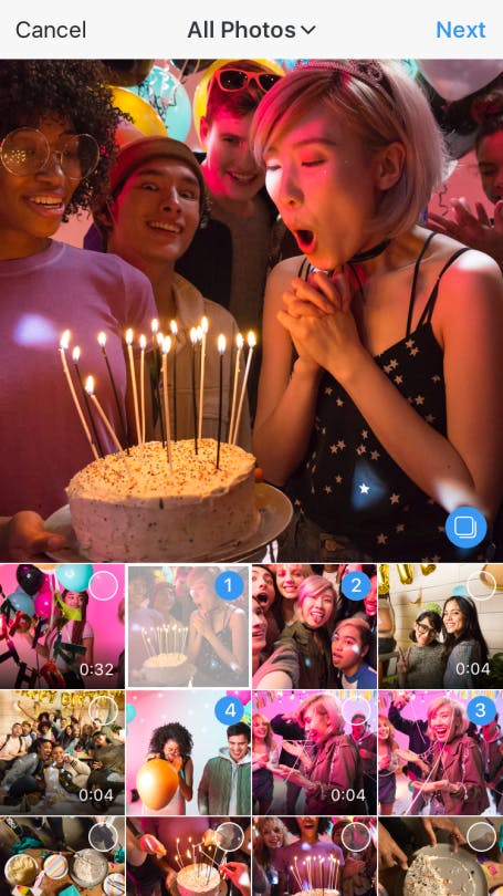 Instagram has added an option to post multiple photos at a time.
