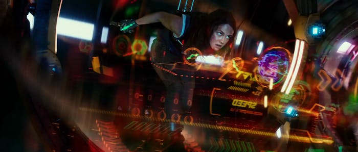 Amara piloting her custom-built small Jaeger called Scrapper in 'Pacific Rim Uprising'.