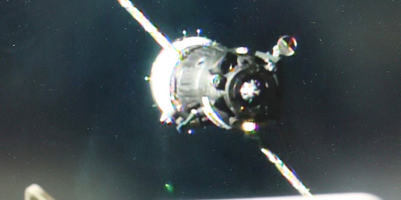 The Soyuz MS-03 spacecraft arrives at the space station.