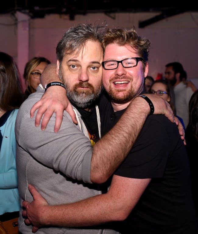 NEW YORK, NY - MAY 13: Dan Harmon and Justin Roiland attends the 2015 Adult Swim Upfront Party at Terminal 5 on May 13, 2015 in New York City. 25515_002_0244.JPG (Photo by Dimitrios Kambouris/Getty Images for Tuner)