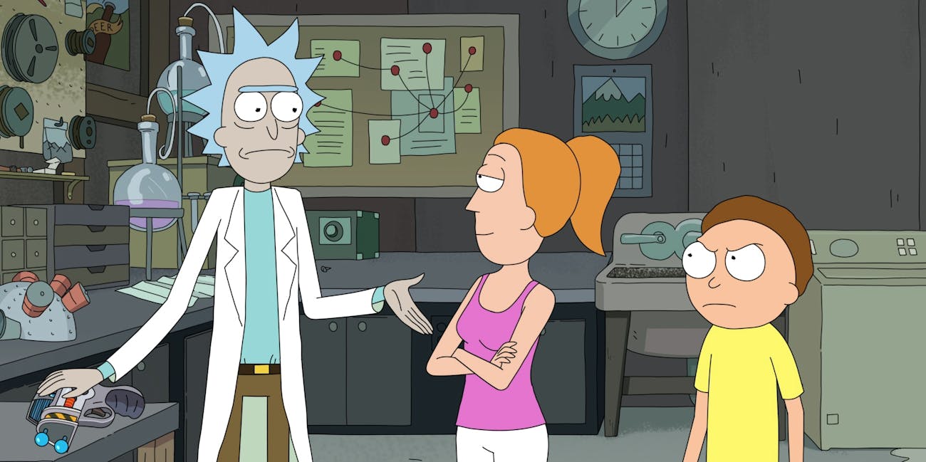 'Rick and Morty' Summer and Morty in Rick's Garage