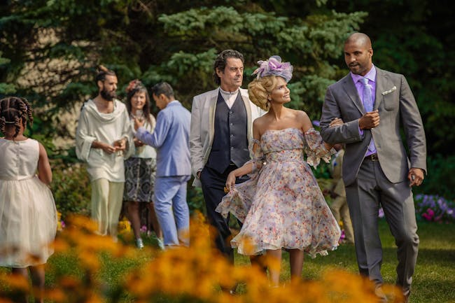 Ian McShane, Ricky Whittle, and Kristin Chenoweth in 'American Gods'