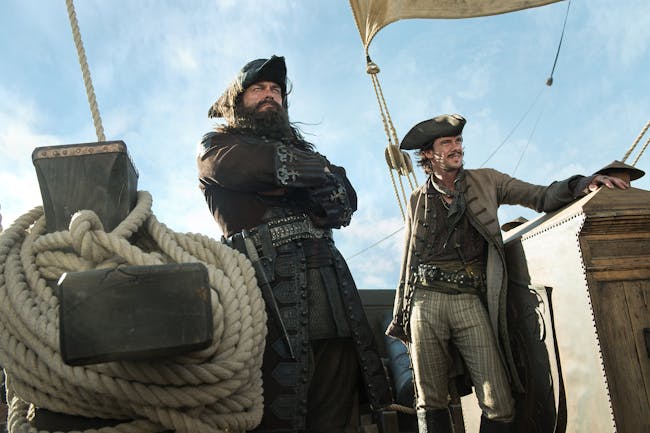 Ray Stevenson as Teach aka Blackbeard and Toby Schmitz as Jack Rackham in 'Black Sails'