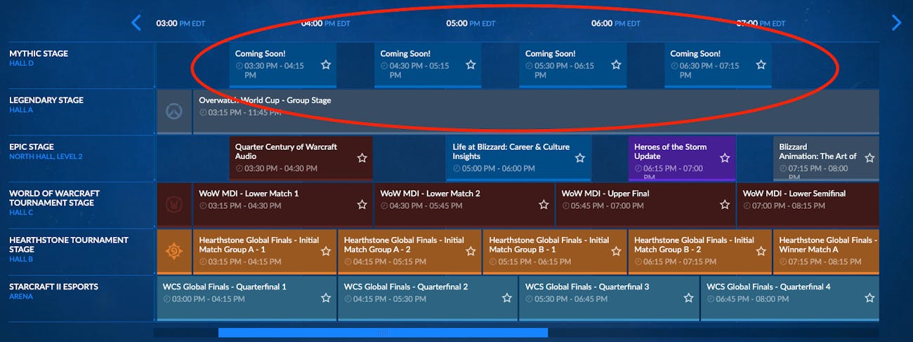 blizzard blizzcon 2019 schedule