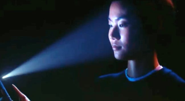 The iPhone X's Face ID face scanner in action.