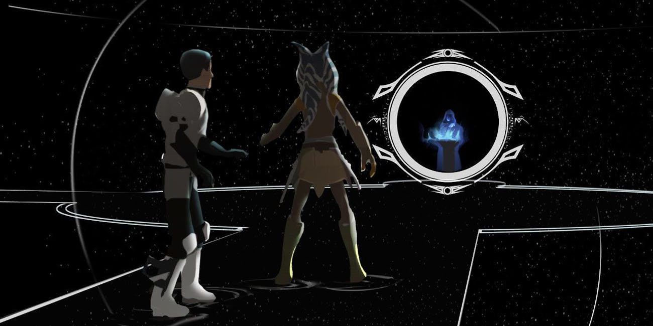 Ezra and Ahsoka face Palpatine in the World Between Worlds