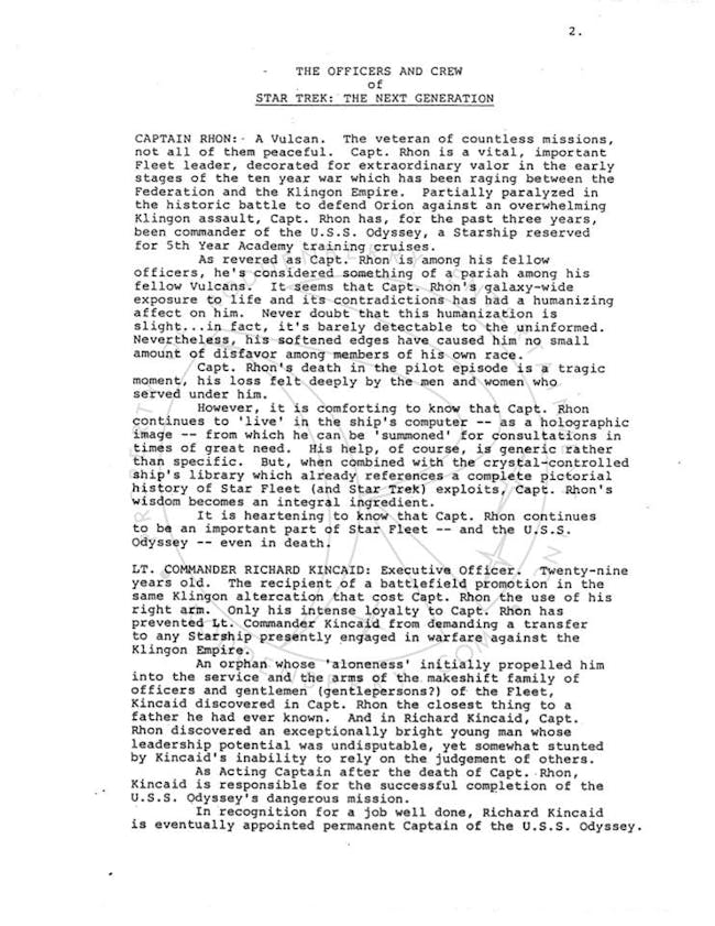 Part of the description of the alternate 'Next Generation'