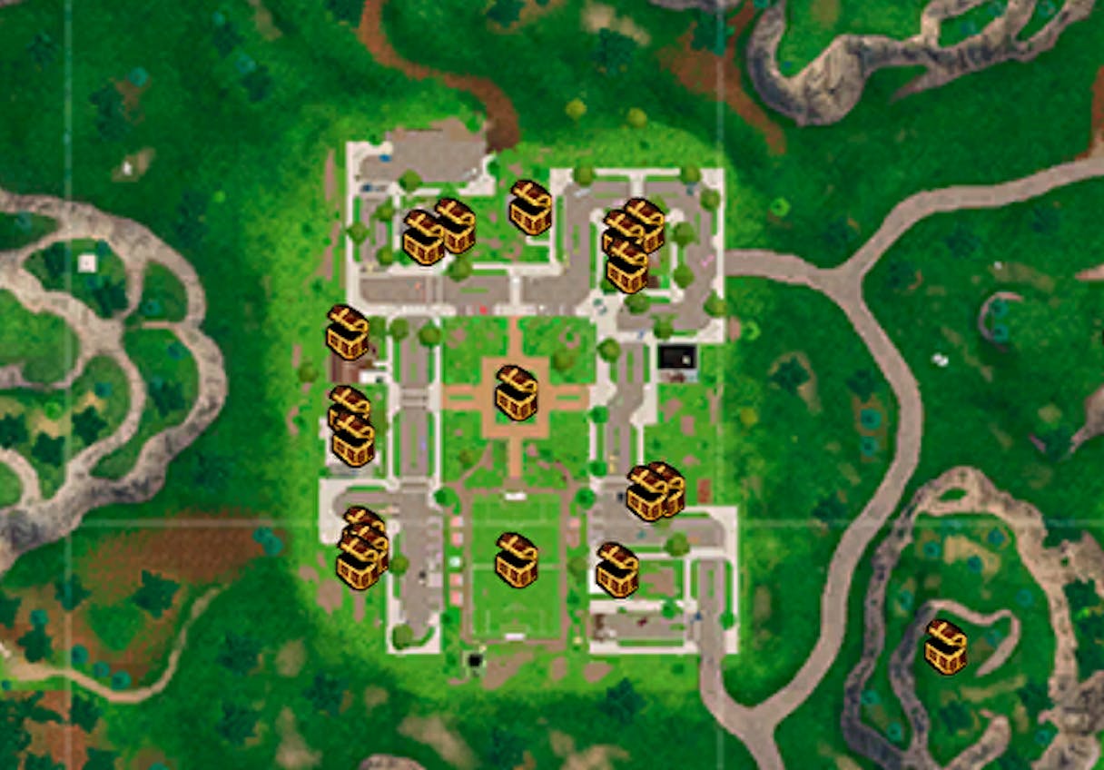 fortnite pleasant park chest spawns - week 9 challenges fortnite chest map