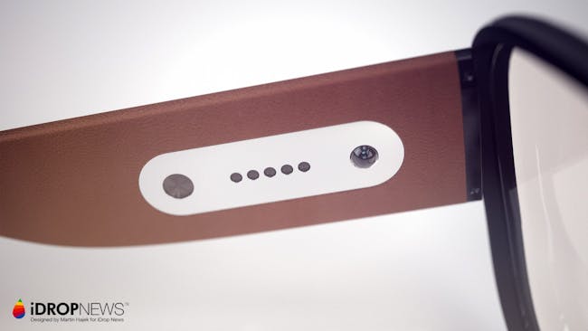 A view of the inside arm showing speaker and other interaction holes.