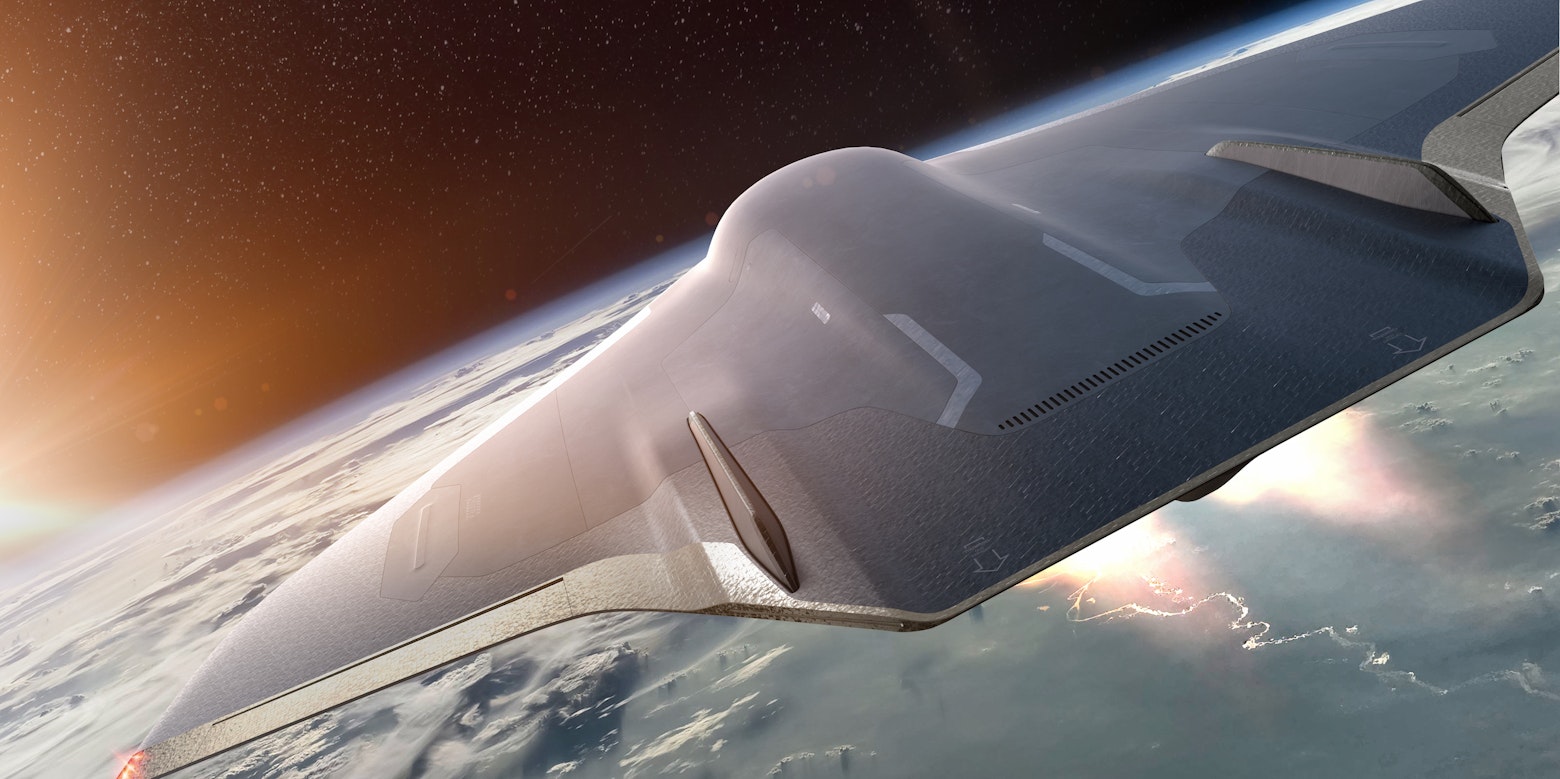 Paradoxal, a concept plane from Imaginactive, flies at the edge of Earth's orbit.