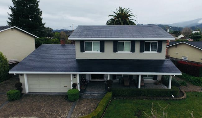 The Tesla Solar Roof installed.
