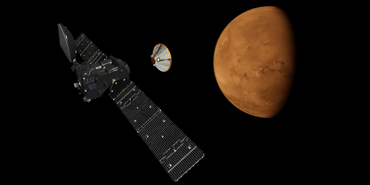 Schiaparelli successfully separated from the TGO on October 16. No word yet on if it survived the landing.